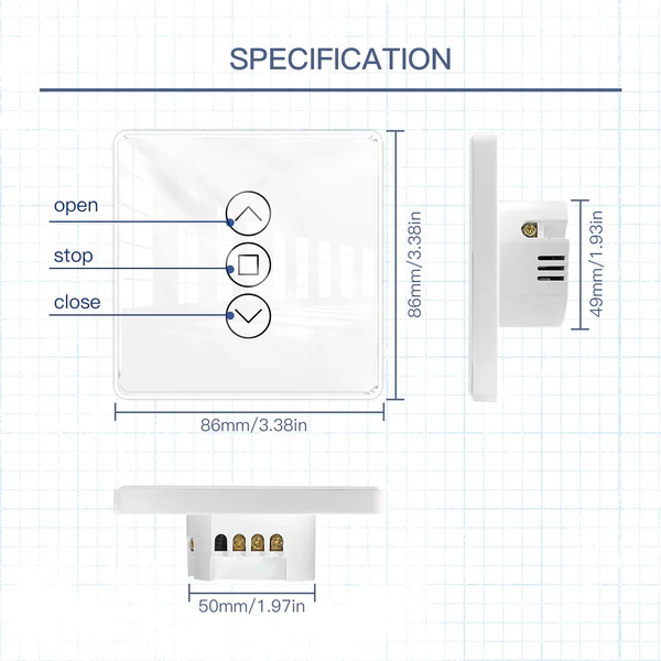 MOES WiFi Curtain Switch RF433 Smart 2.5D Arc Glass Touch Panel for Roller Blinds Shutters