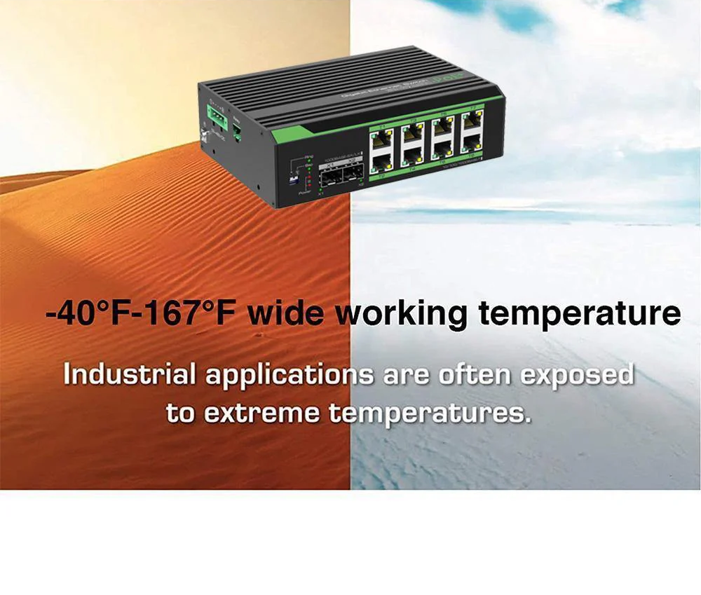 Linovision 8 Ports Industrial Full Gigabit POE Switch with Mean Well 240-48 Industrial DIN rail power supply